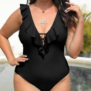 CUPSHE 1 Piece Swimsuit V Neck Ruffled Swimwear Adjustable Strap